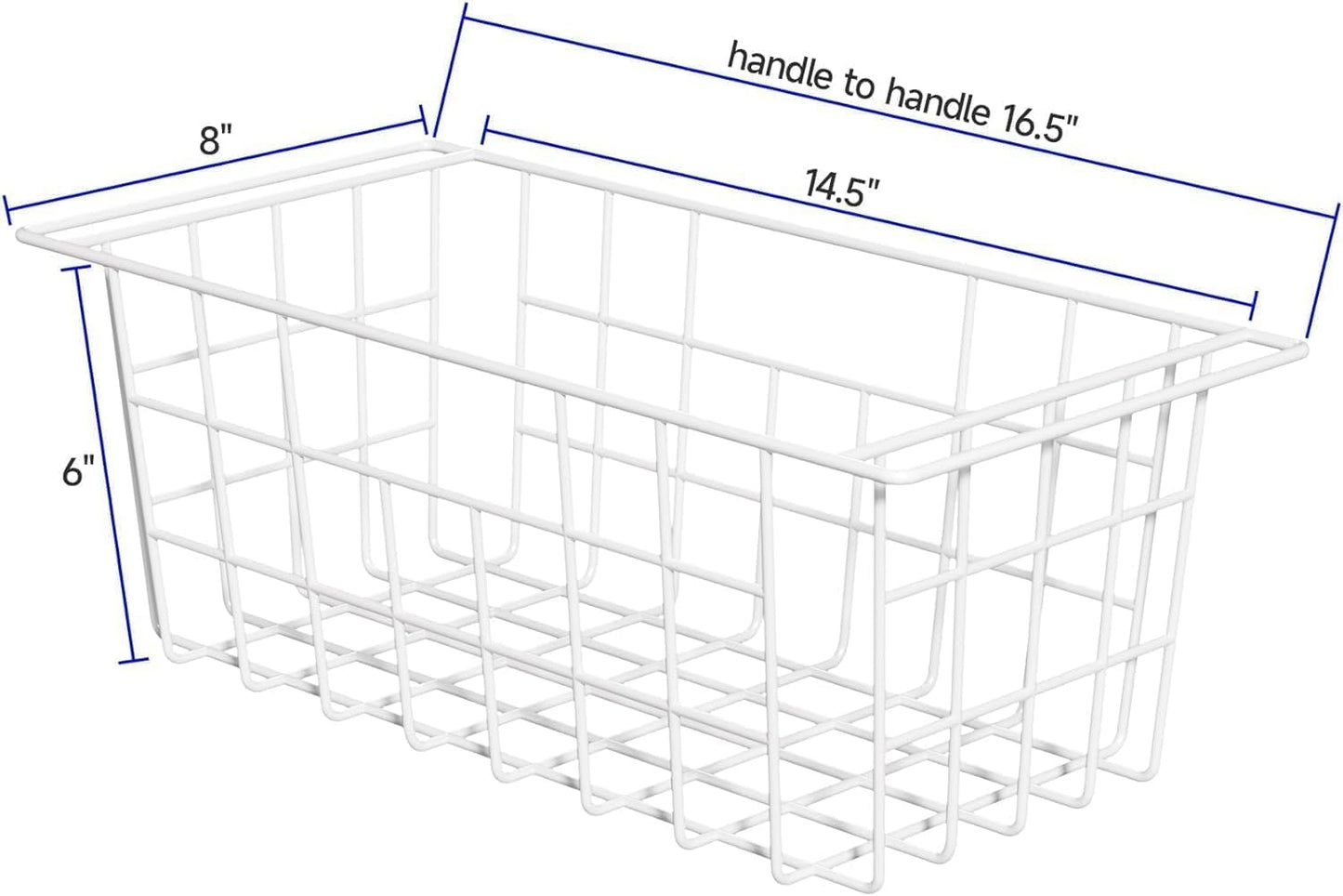 SANNO Chest Freezer Baskets Organizer, Deep Freezer Baskets Bin Sturdy Metal Wire freezer storage Organizer for Home Kitchen,16.5in