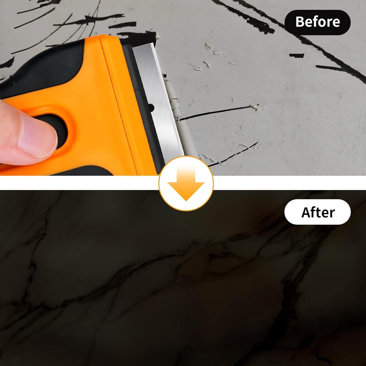 Razor Blade Scraper Tool with 15 Extra SK5 Blades - Multi-Surface for Glass Tile Window Car Cooktops - Stainless Steel, Cleaning & Paint Removal Tool