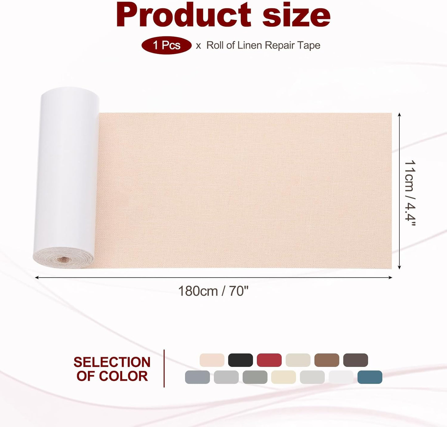 PATIKIL 70x4.4 Inch Linen Repair Tape, Repair Fabric Patch Self Adhesive Couch Patch Line Repair Patch for Furniture Sofa Car Seats Office Chairs, Light Beige