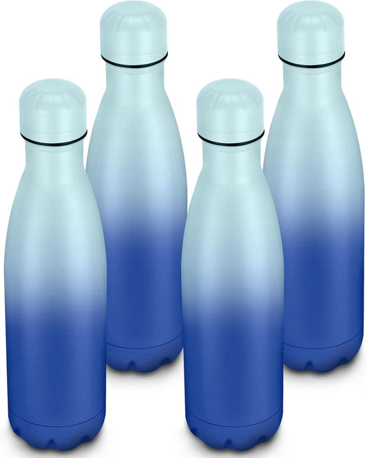 17oz Cola-Bottle Shaped Stainless Steel Leak-proof Water Bottle,Double Wall Vacuum Insulated Metal,Travel Mug For Sports Indoors & Outdoors,BPA-Free Kids Flasks,Green Blue(4Pack)