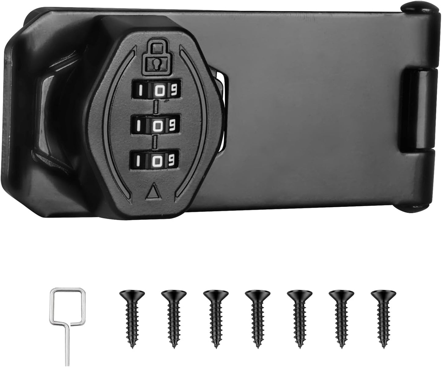 Cozy Tower 4 inch 180 Degrees Hasp Combination Lock for Cabinet, Combo Latch Lock for Cupboard, Drawer, Closet Door, Garage Fence Shed Door (Black, 1 Pack)