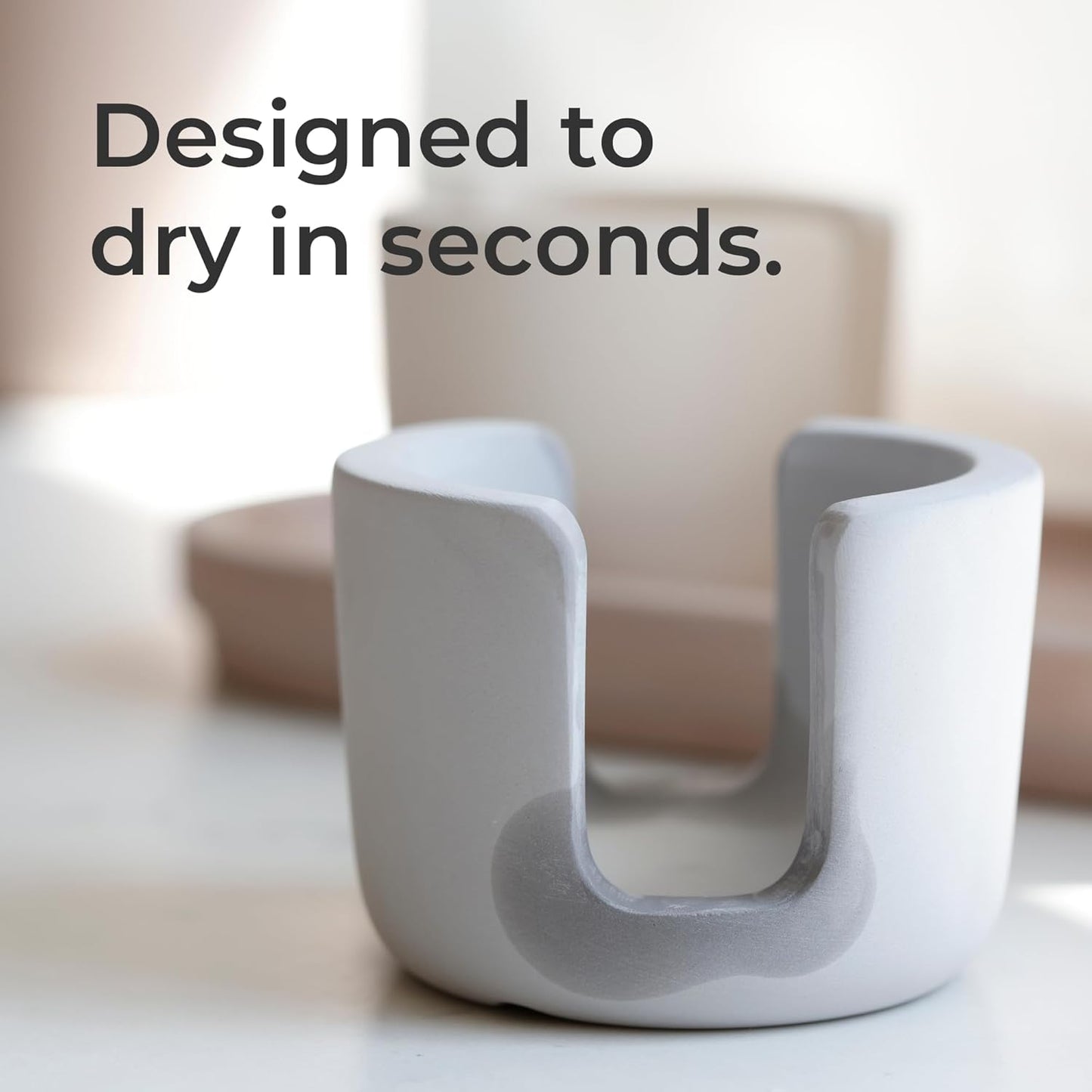 Selegna Diatomite Stone Kitchen Sink Organizer and Drying Caddy - Fast Absorbing, Quick Dry - Light Grey, Large