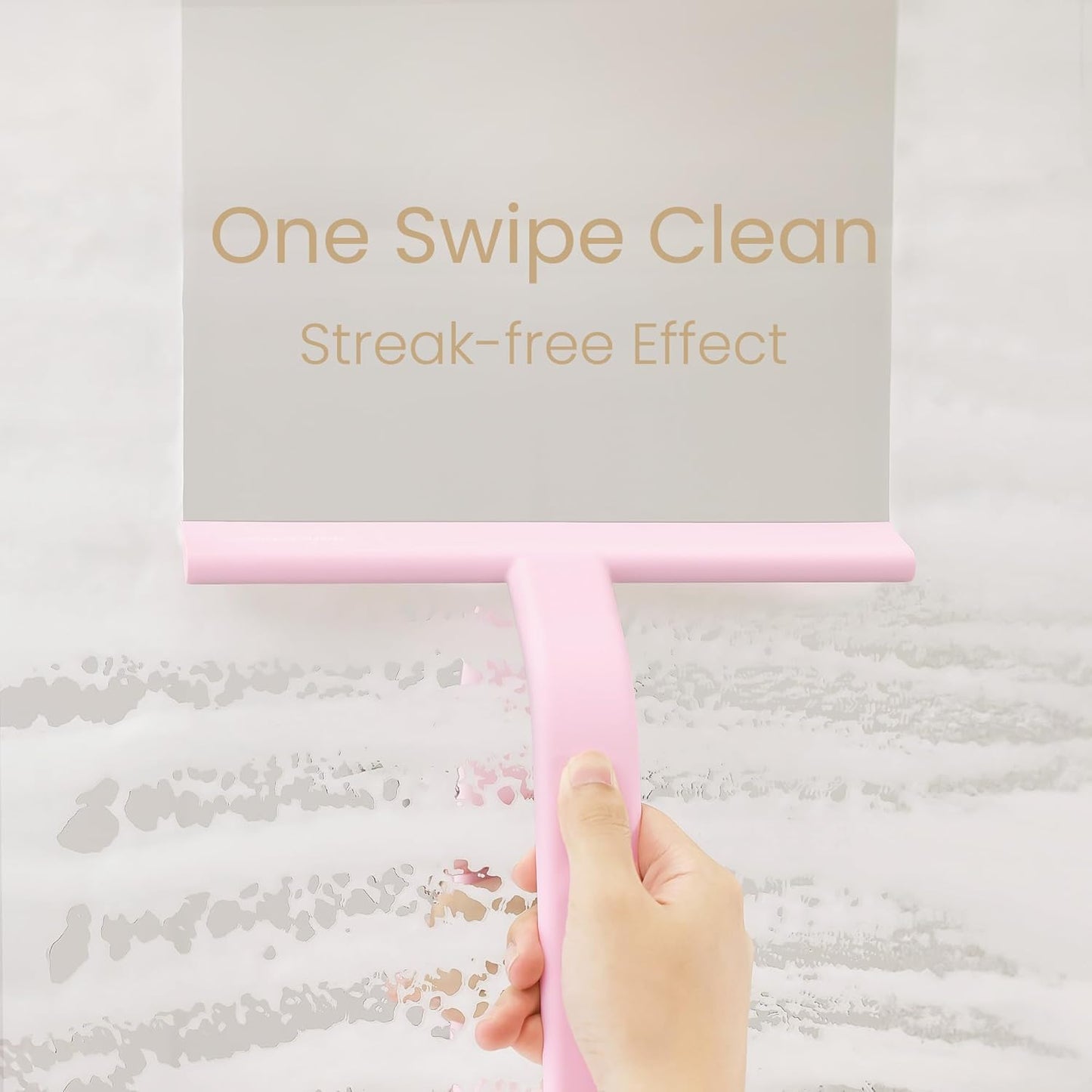 dancemoon JustHang Shower Squeegee for Glass Doors, All-one-Piece Silicone with Built-in Hook Design for Easy Hanging and Cleaning, 10 Inch Pink
