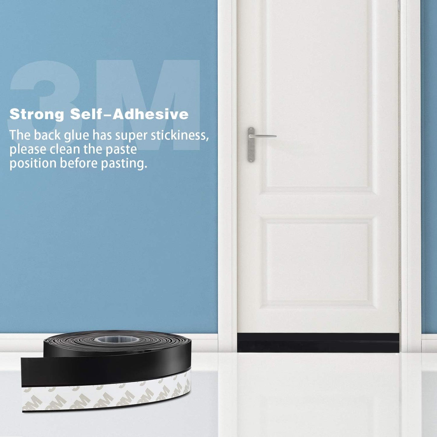 26 Feet Silicone Seal Strip, Weather Stripping Seal Tape for Door, Window & Shower Glass Gaps (Black, 25MM)