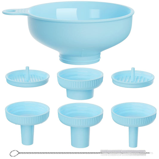 Wide Mouth Kitchen Funnel, Food Grade Plastic Cooking Canning Funnel with 4 Sizes Spouts for Filling Wide and Regular Mason Jars, Spray Dropper Oil Bottle Jug Spices Shampoo Sauce