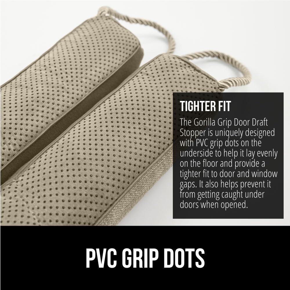 GORILLA GRIP Door Draft Stopper for Bottom of Doors, Weather Stripping Seal Blocks Hot Air, Noise, Bugs, Keeps Cold AC in, Sound Proofing Easy Install Gap Filler, Home Essentials, 36 Inch, Beige