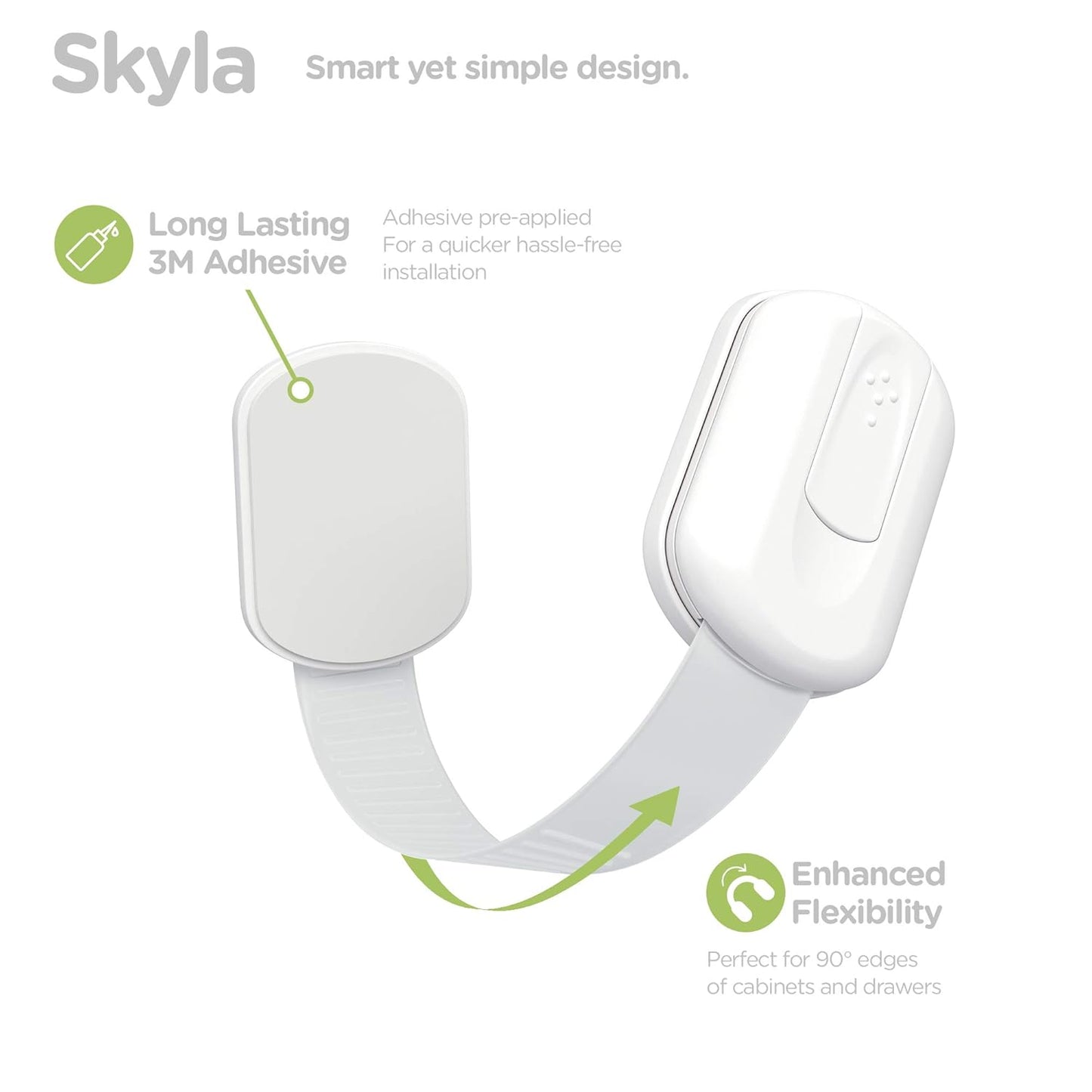 Baby Proofing Child Safety Locks (2 Pack) by Skyla Homes - The Safest, Quickest and Easiest 3M Adhesive Cabinet Latches, No Screws & Magnets, Multi-Purpose for Furniture, Kitchen, Ovens, Toilet Seats