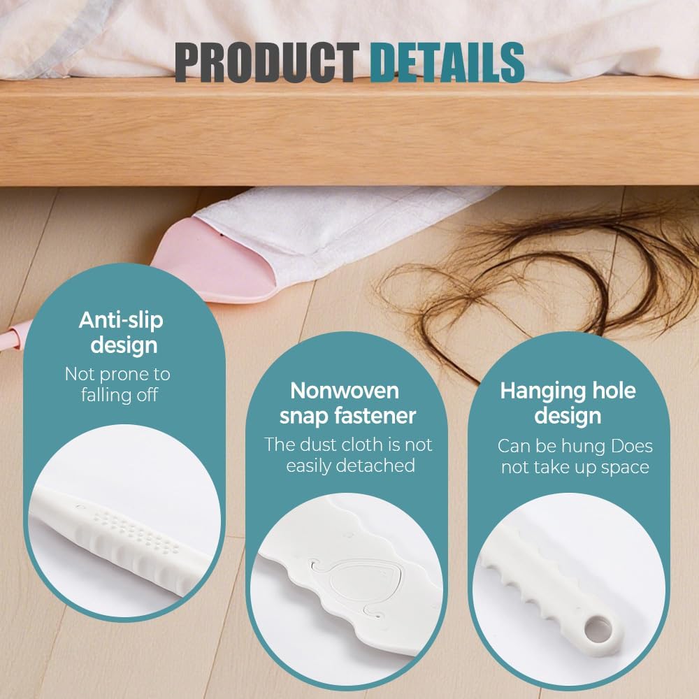 Retractable Gap Dust Cleaner, Bendable Microfiber Duster for Household Flat Duster for Under Appliances, Retractable Gap Dust Cleaning Artifact Extendable Dusters with Nonwoven Fabric (1, Pink)