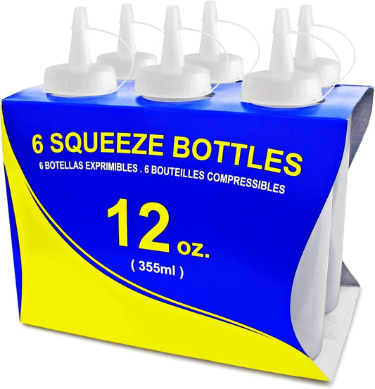 New Star Restaurant Quality Plastic Squeeze Bottle, 12-Ounce, Set of 6, Clear