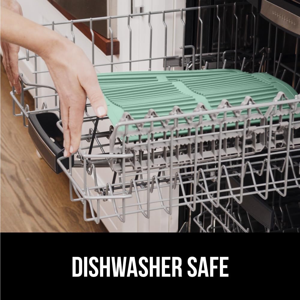 GORILLA GRIP 100% BPA-Free Patented Silicone Dish Drying Mat for Kitchen Counter, 18x24 Inch, Water Catching Ribbed Design, Easy Clean Waterproof Sink Liner, Heat Resistant, Fits Under Rack, Mint