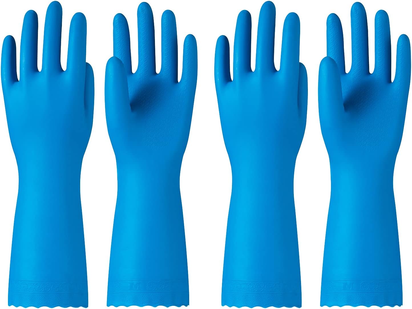 PACIFIC PPE 2 Pairs Reusable Dishwashing Cleaning Gloves with Latex Free, Cotton Lining, Kitchen Gloves, Blue, Large
