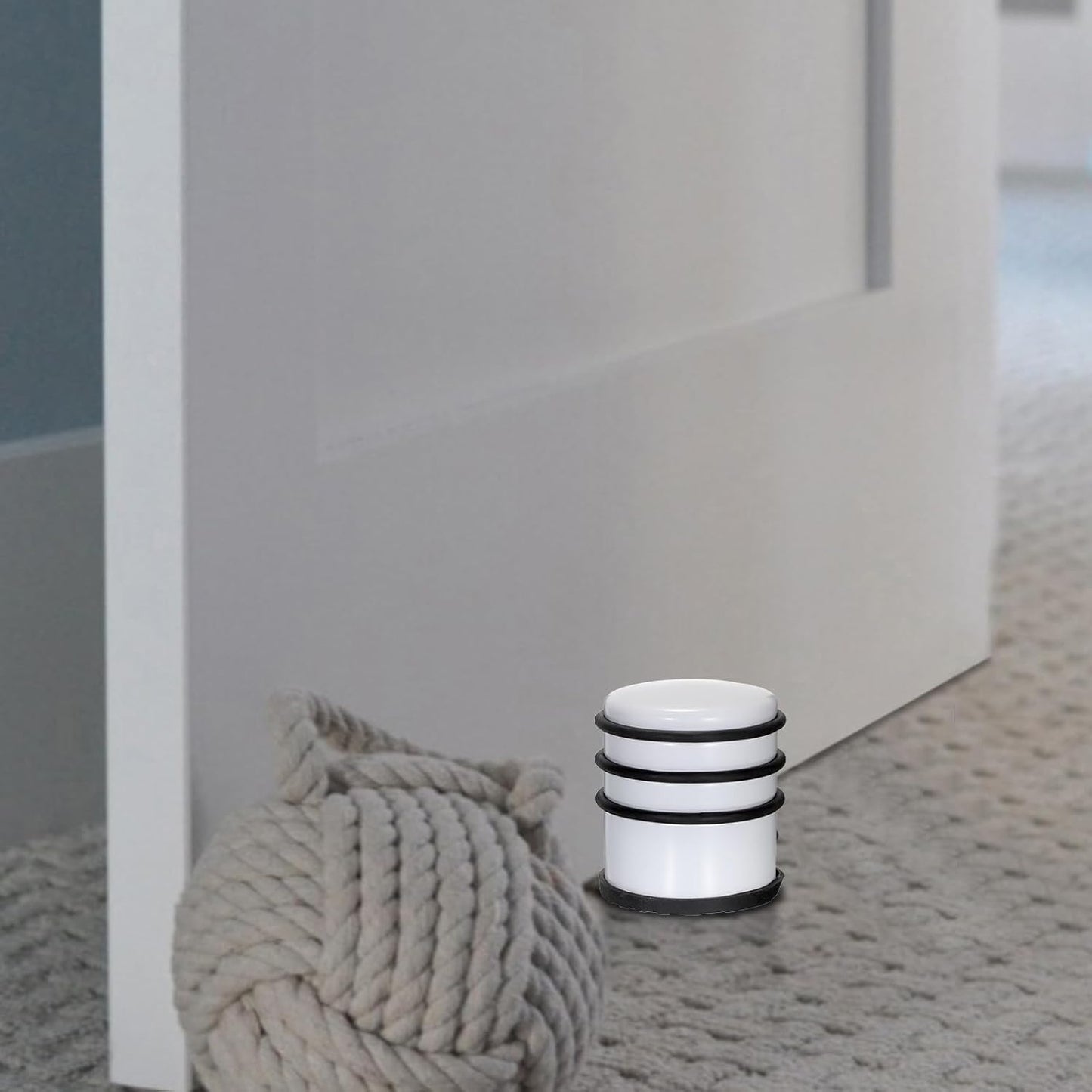 Sumnacon Heavy Duty Floor Door Stopper No Drill - Durability Stainless Steel Door Stop with Anti-Skid Rubber - Contemporary Safety Doorstop for Home Office Commercial Industrial,White