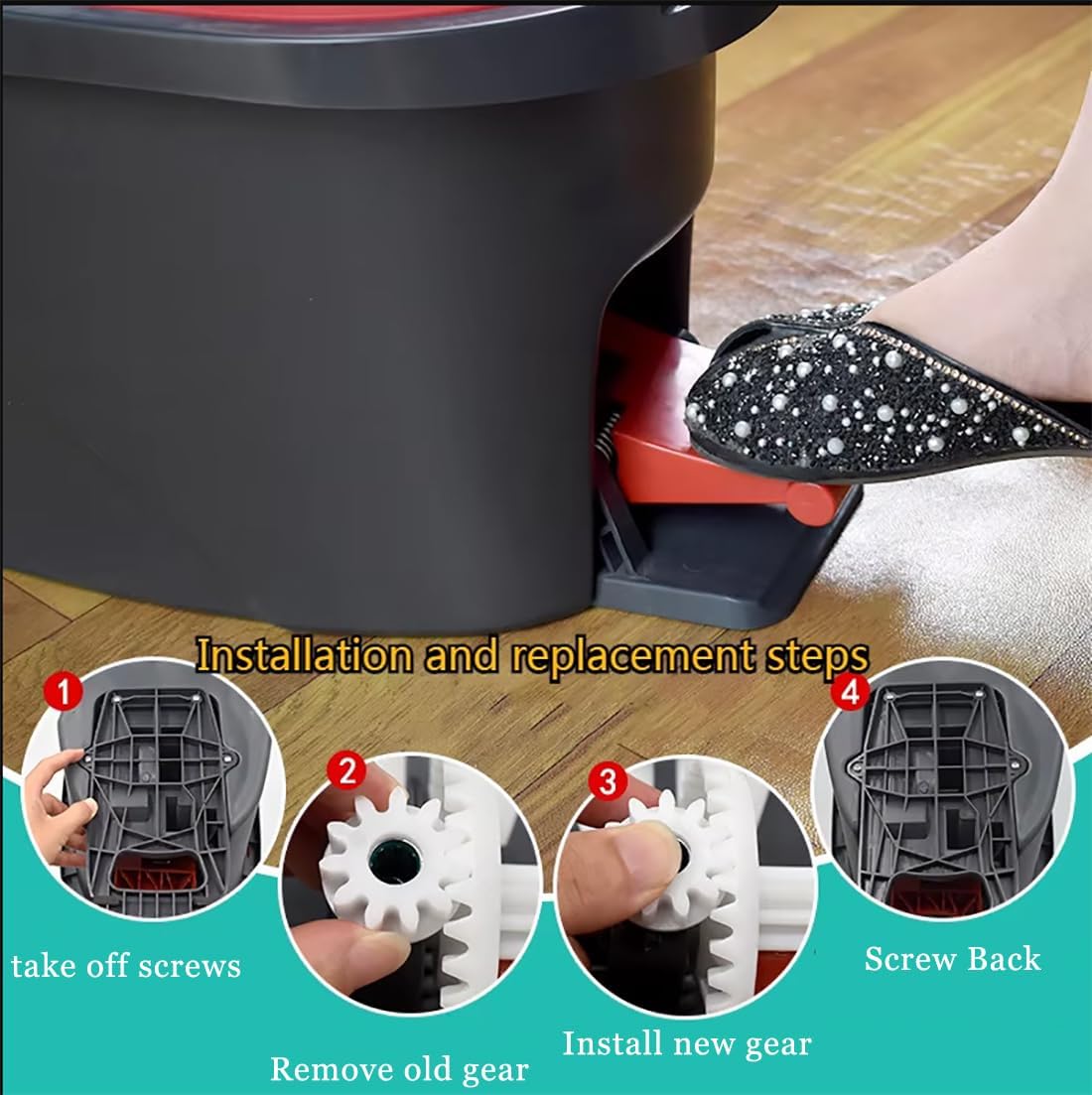 YWSH 6 Pack Spin Mop Bucket Gear Compatible with Ocedar Vilida Easy Mop Pedal Broom Bearing Gears Repair One Way Clutch Bearing Bucket Gear Sprockets Mop Gear for Spin Mop Bucket