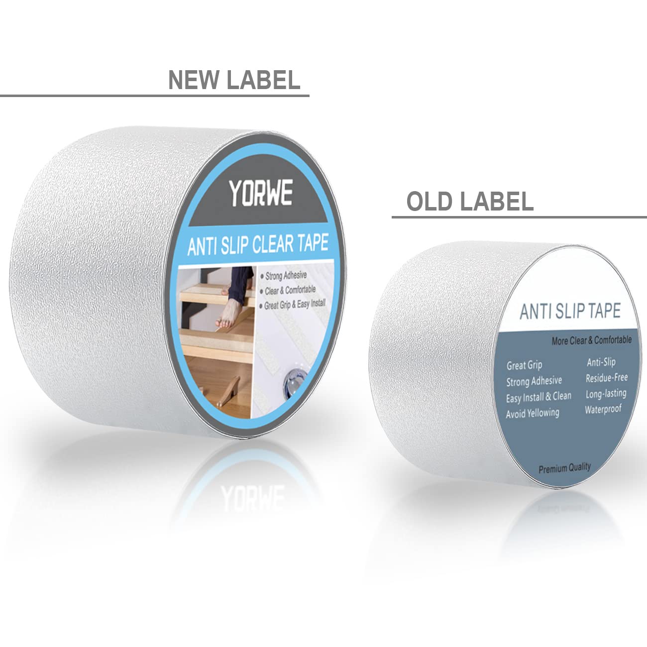 Anti Slip Tape Transparent, More Clear and Comfortable Safety Track Tape (4" Width x 190" Long, Clear)