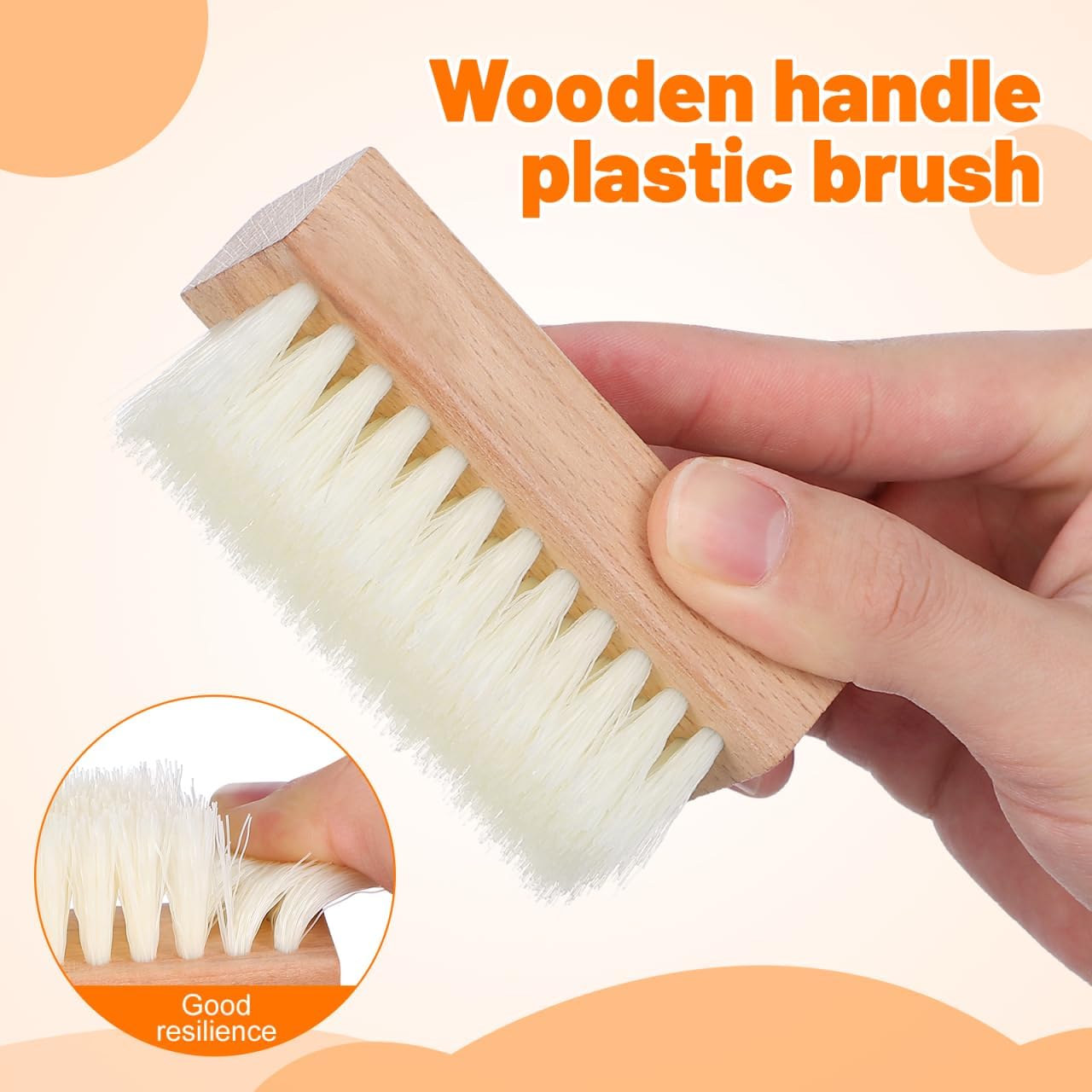 GLEAVI Scrub Cleaning Brush - 4 Pcs Soft Bristles Heavy Duty Scrub Brush with Wooden Handle Household Scrub Brush for Cleaning Upholstery, Car Interior Cleaning, Furniture, Couch, Sofa