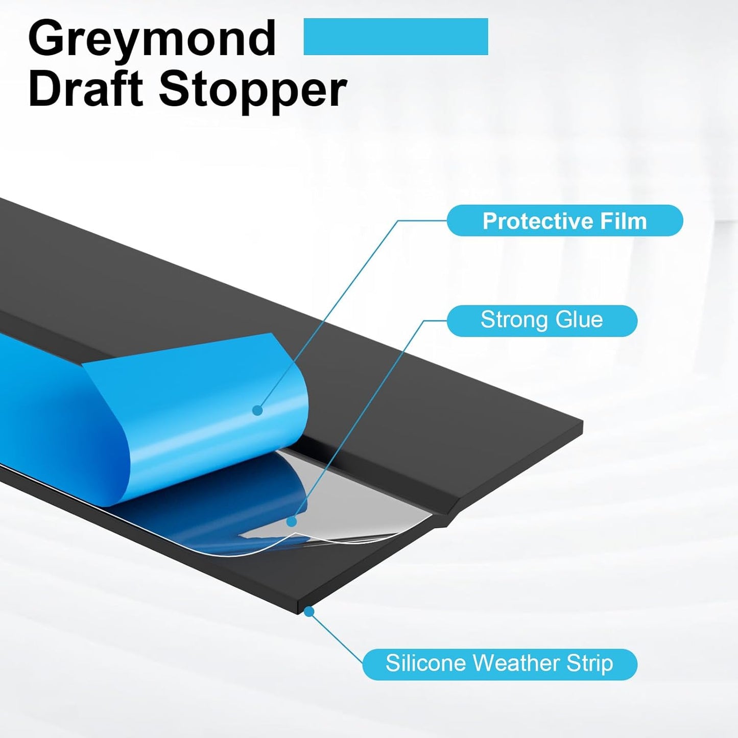 Weather Stripping Door Seal, Silicone Strip for Frame and Gaps Draft Stopper,Glass Shower Door Sweep, Black, 20 Feet x 1 Inch