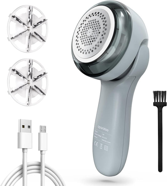 Fabric Shaver, Electric Lint Remover Shaver with 6-Leaf Blades, 2 Speeds Sweater Shavers to Remove Pilling with 3 Blades, Rechargeable Fabric Pill Shaver Fuzz Remover for Clothes Furniture Couch