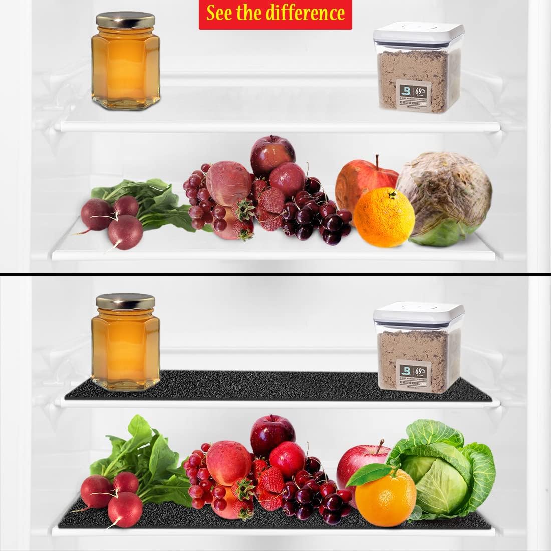 Dualplex® Fruit & Veggie Life Extender Liner for Fridge Refrigerator Drawers, 12x15 Inches (4 Pack) – Extends The Life of Your Produce & Prevents Spoilage (Black)