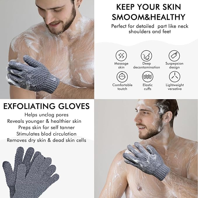 Yiclick 12Pcs Heavy Exfoliating Gloves, Body Scrub Glove For Shower Bath, Body Scrub Exfoliator, Exfoliating Body Scrubber for Bath Shower Exfoliation, Exfoliate Sponge Loofah Washcloth Mitt Men Women