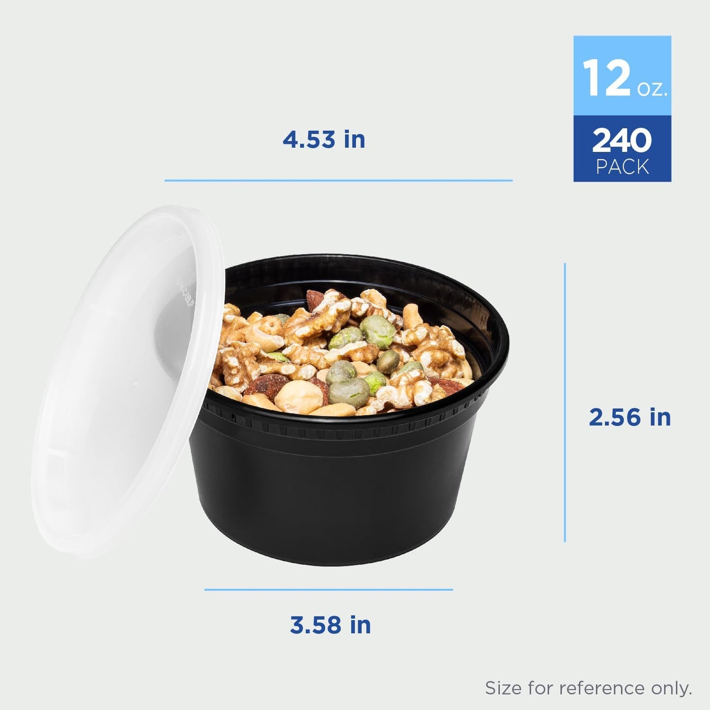 Karat [12oz - 240 ct Black PP Injection Molded Round Deli Containers with Lids (FP-IMDC12-PPB)