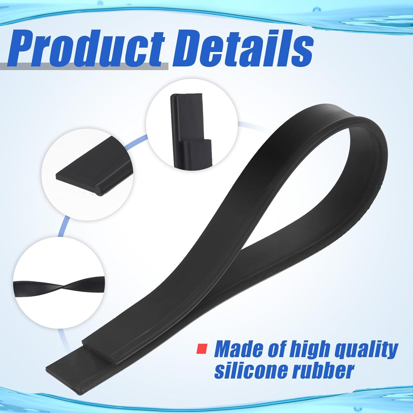 Frienda 50ft Squeegee Rubber Replacement Windows Silicone Blade Black Squeegee Cut to Size Scrubber Refill Head Bulk for Glass Shower Doors Floor Kitchen Car Cleaning