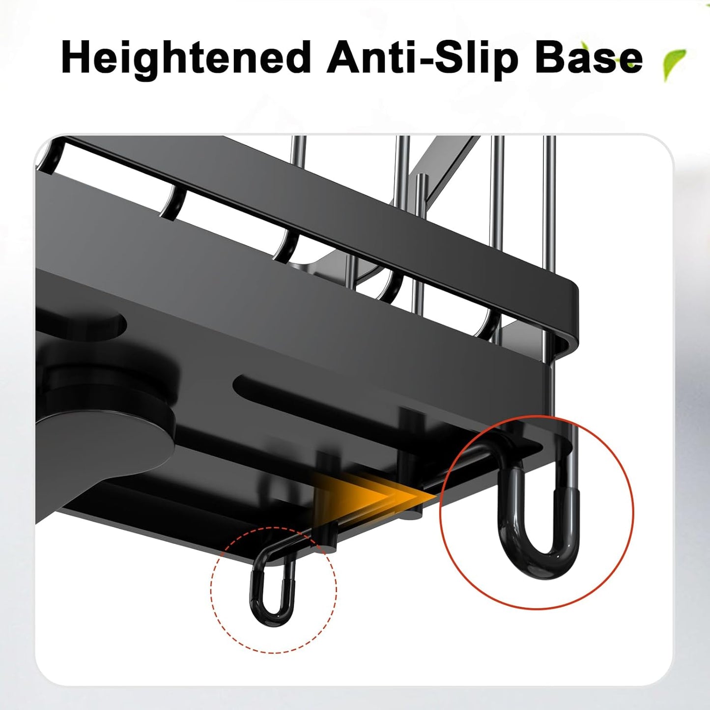 Sponge Holder for Kitchen Sink, Sink Caddy with High Brush Holder, Rustproof and Strong, anti slip, Self Draining spout is ideal, Keep Countertop Cleaning, Black