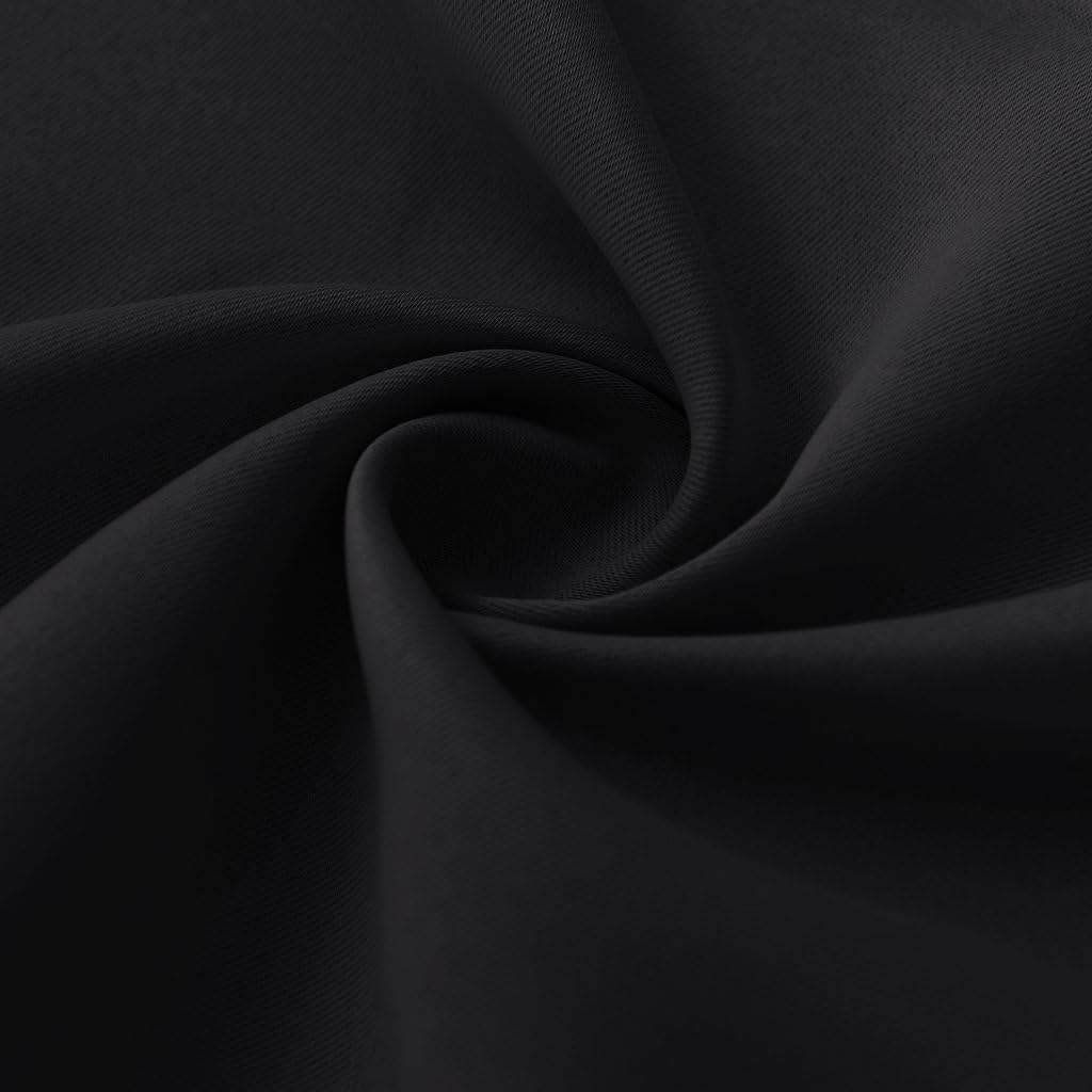 RYB HOME Curtains for Bedroom 63 inches Long, Blackout Thermal Insulating Window Treatment Drapes for Living Room Bathroom Basement Laundry Classroom, W 34 x L 63, Black, 2 Panels