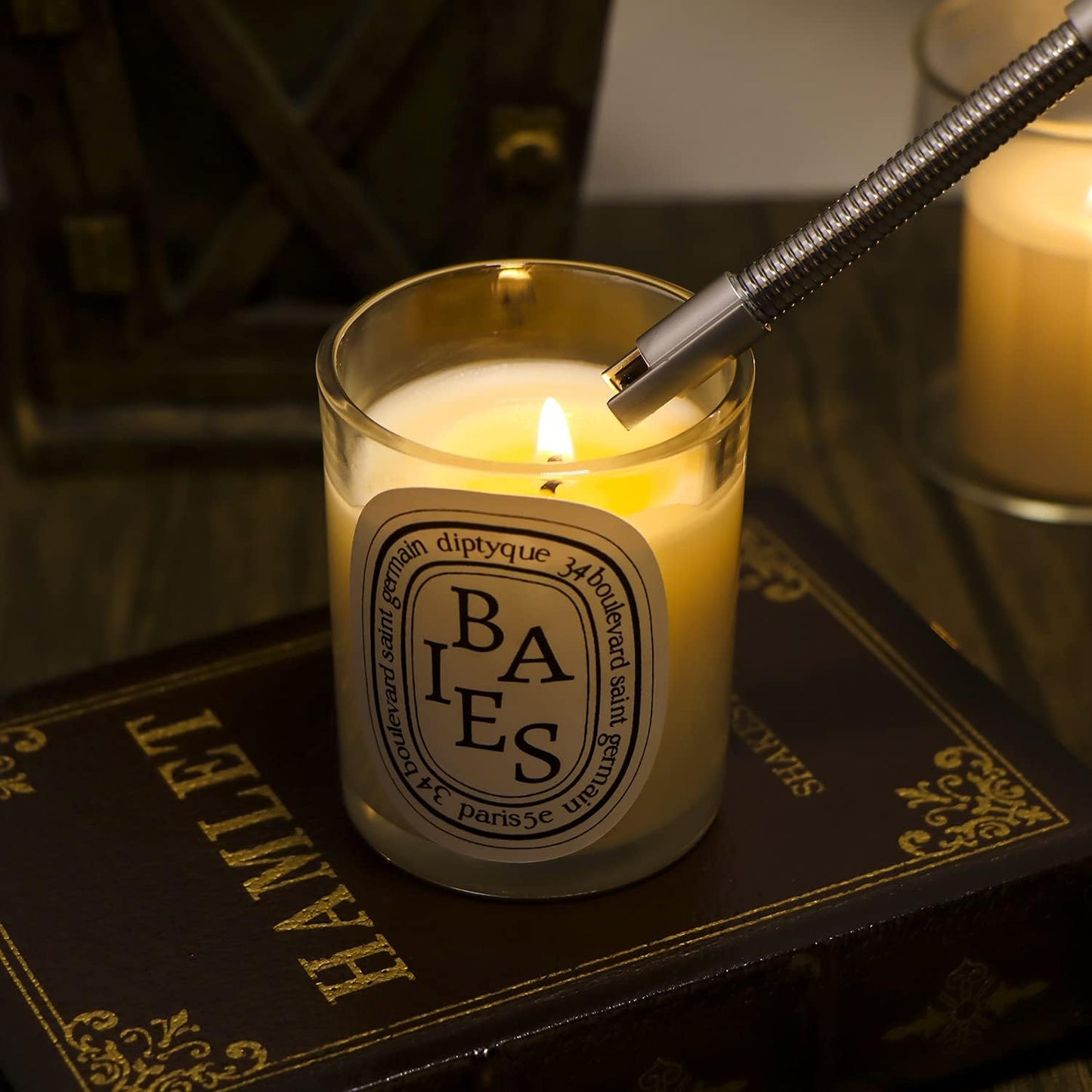 Lsnisni Candle Wick Cutter and Trimmer Set, Electric Lighter, Wick Dipper - Black, 4-Piece, Mom Birthday Gift