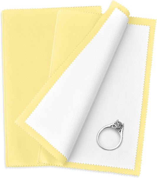 SEVENWELL Silver Polishing Cloth, Jewelry Cleaner Cloth for Sterling Silver Jewelry, Gold, Platinum, Silverware, Diamonds, Gemstones, Coins (Yellow)