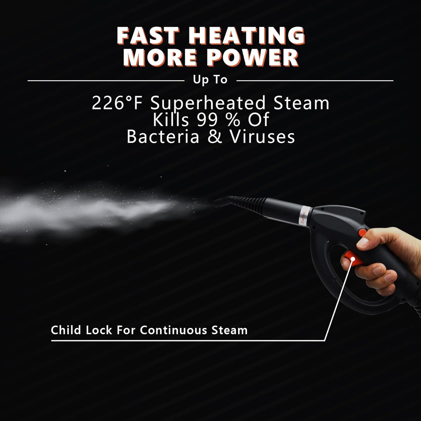 ARLIME Multi-Purpose Steam Cleaner with 19 Accessories, Household Rolling Steamer Cleaning Mop for Carpet, Cars, Floors W/ 1.5L Tank & Extra-Long Power Cord