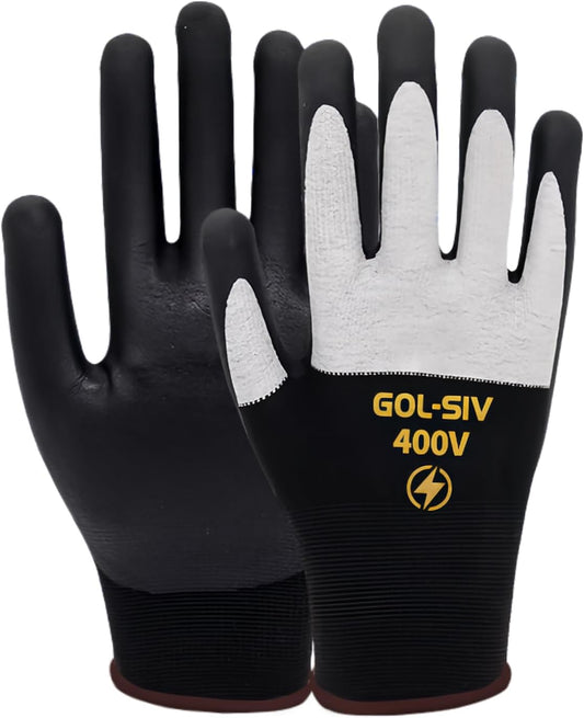 400V Electrical Gloves For Electrician XL - Flame Retardant,Low Voltage Insulated Safety Work Gloves,Rubber Non Slip,Touch Screen Grip
