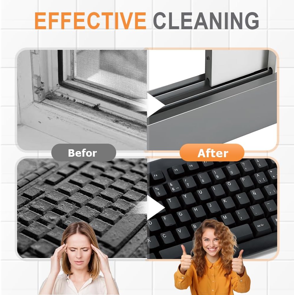 2 in 1 Groove Cleaning Brush, Upgraded Crevice Cleaning Brush & Magic Window Track Cleaner for Sliding Door Tracks, Window Sills, Tile Lines, Car Vents, Kitchen and Bathroom Tight Spaces (3PC)