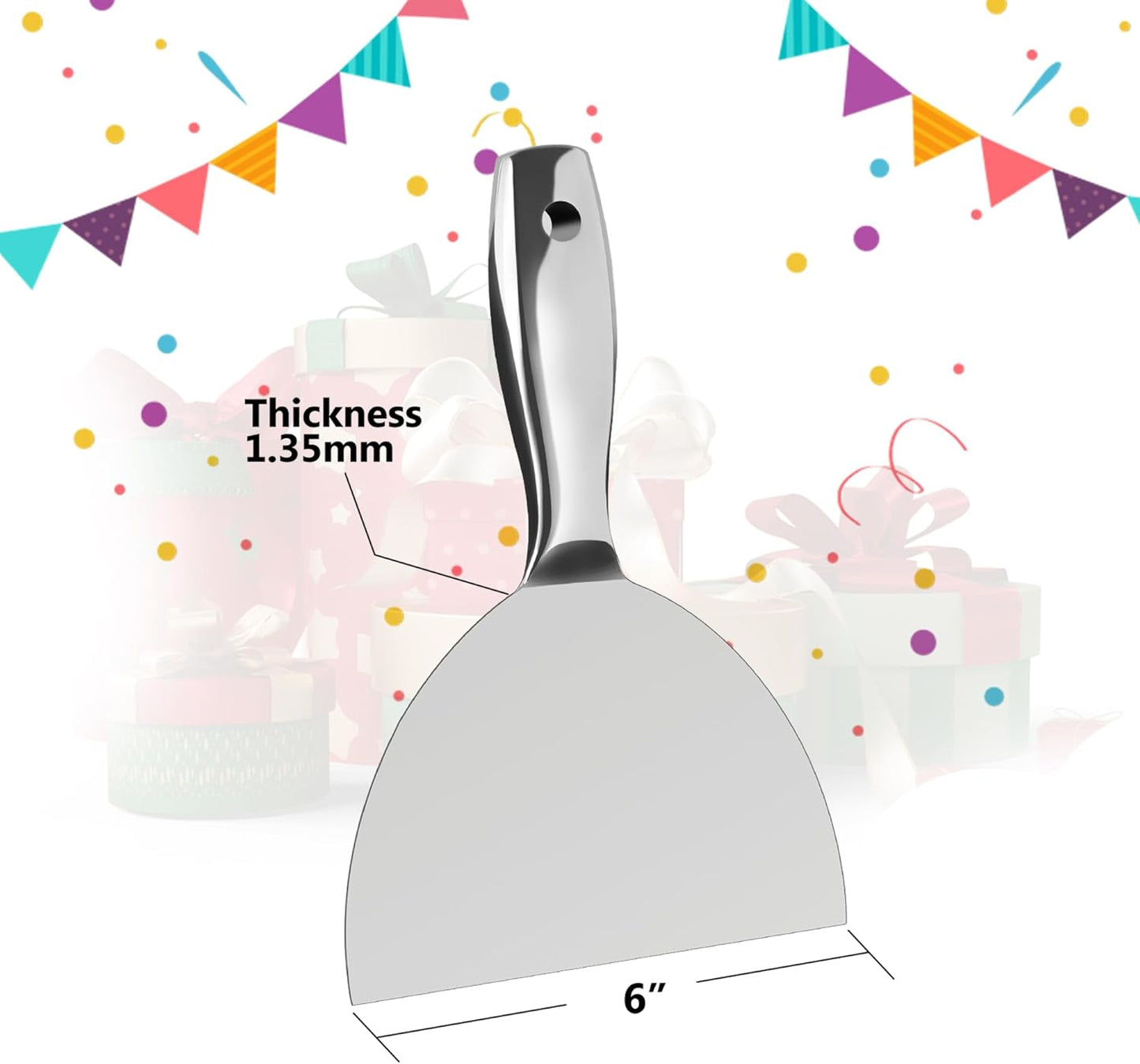 Putty Knife 6 Inch,One Piece Premium Polished All-Stainless Steel Scraper Tool for Drywall Finishing,Professional Grade Putty Blade for Scraping Paint, Taping