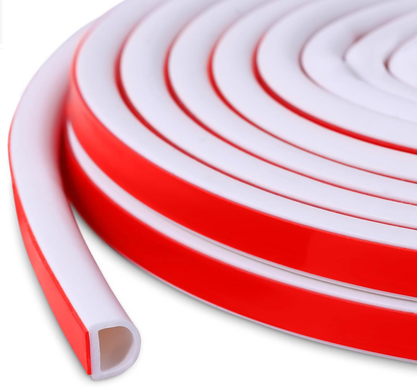 【New Upgrade】 Silicone Door Weather Stripping Door Seal Strip, 19.7 Feet Self-Adhesive D-Shape Door Insulation Strip for Door Frame& Window, Seal Large Gaps, Easy to Cut & Install