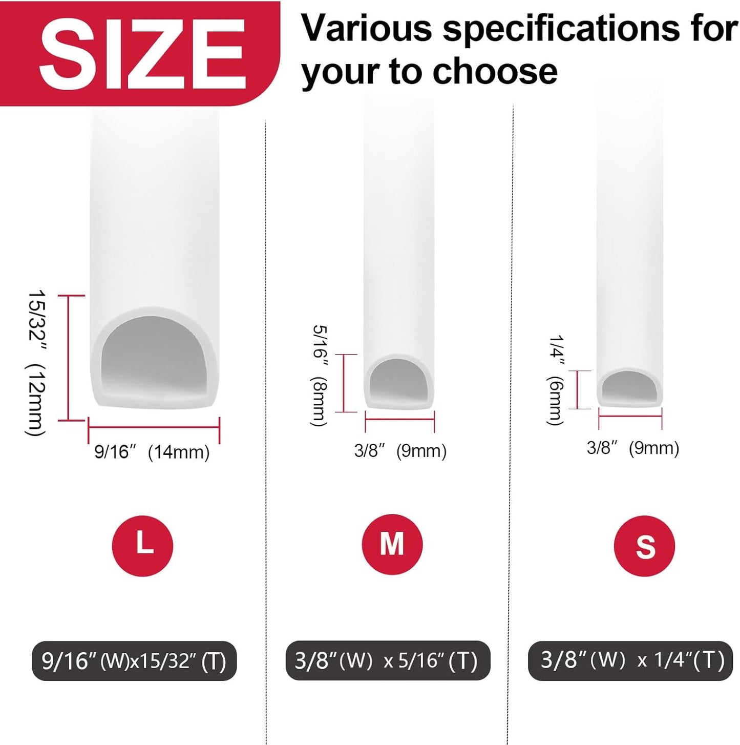 Benory Silicone Weather Stripping Door Seal - Self Adhesive D Shaped Seal Strip for Door Frame/Windows