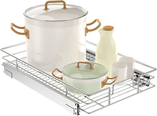 LOVMOR Pull Out Cabinet Organizer 14½" W x 21½" D, Kitchen Cabinet Pull Out Shelves Slide Out Storage