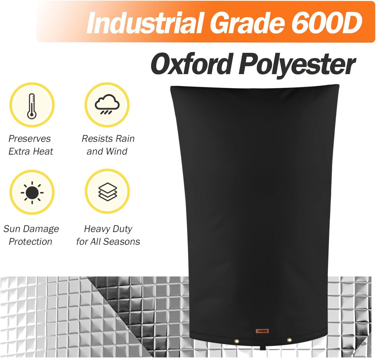 TOHONFOO Backflow Preventer Pipe Insulation Cover (5°F) - Irrigation Sprinkler Valve Insulated Pouch - Water Well Pump Cover - Sturdy 5 Layers for Winter Freeze Protection, 22" W x 34" H, Black