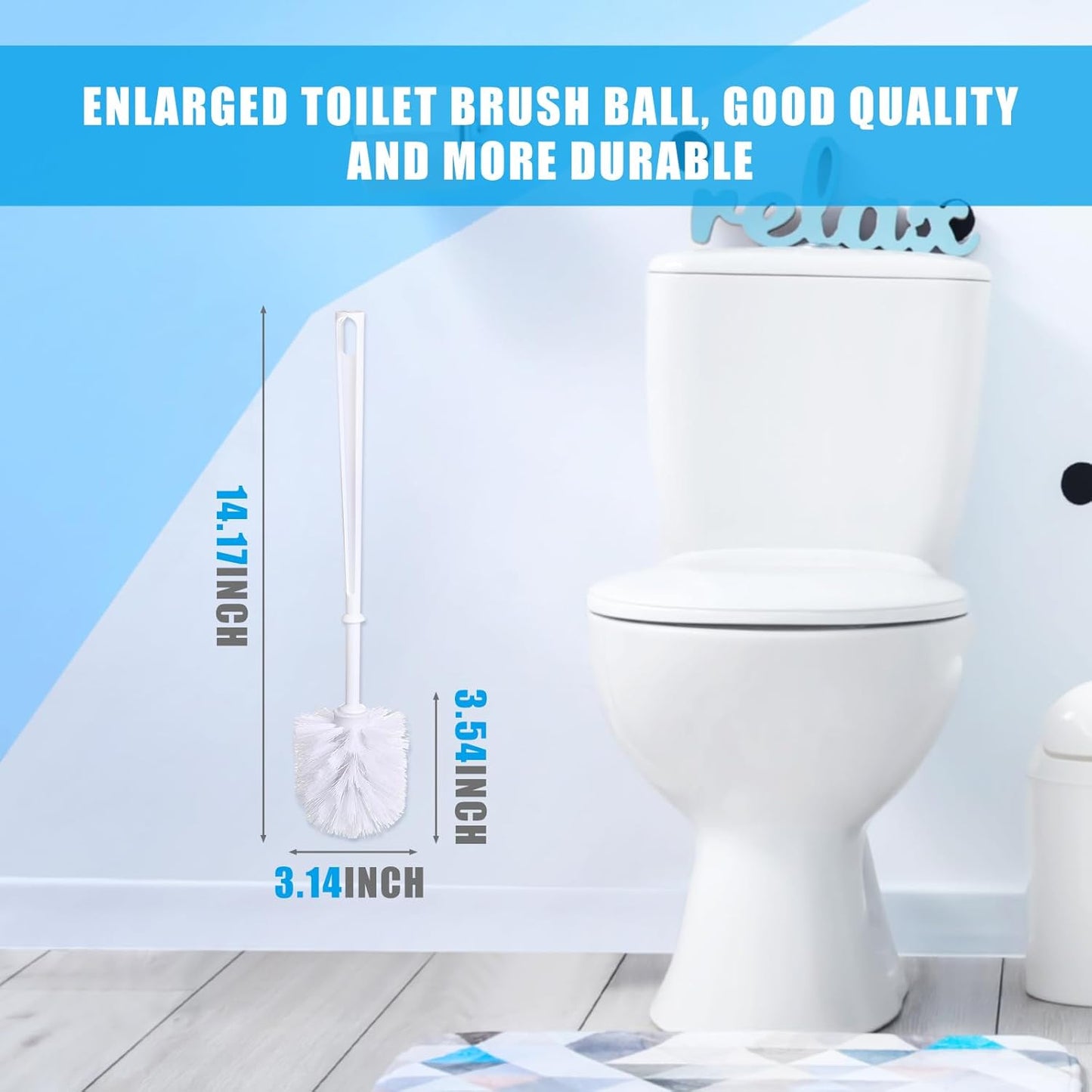 Mimorou 50 Pcs White Toilet Brush, Bathroom Toilet Bowl Brush, Soft Bristle Long Handle Plastic Toilet Scrubber for Bathroom