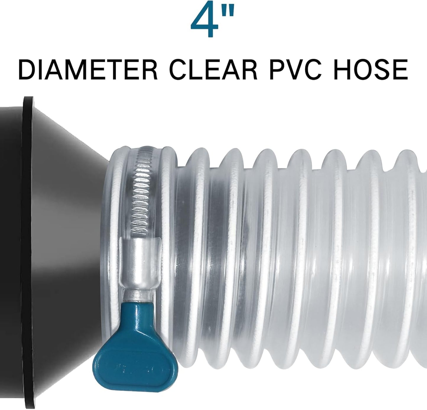 Qucship PVC Dust Collection Hose 4" x 10', Puncture-Resistant, Flexible Clear PVC Fume Hose with Carbon Steel Wire Coil for Dust Collection Systems