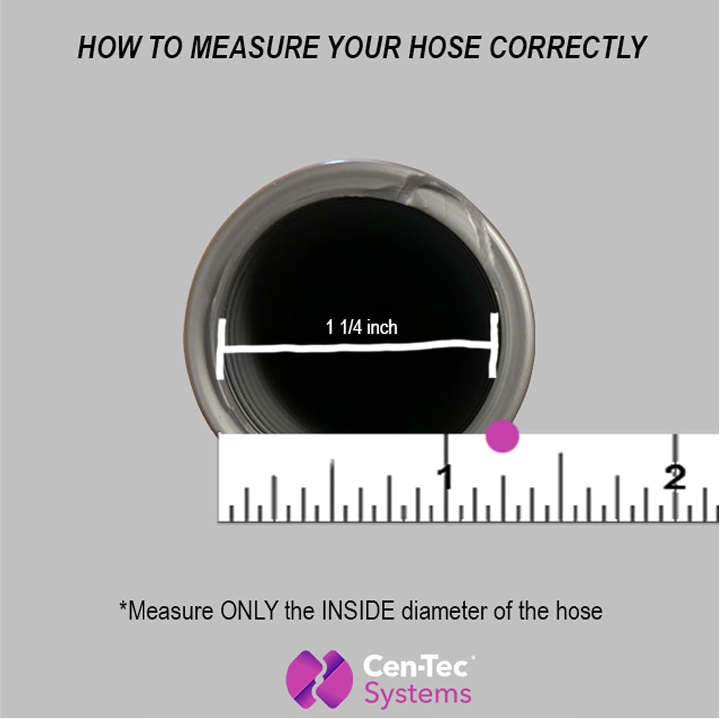 Cen-Tec Systems 50 Ft. Premium Shop Vacuum Extension Hose with 2 tank adapters and 1.25" curved end, Silver