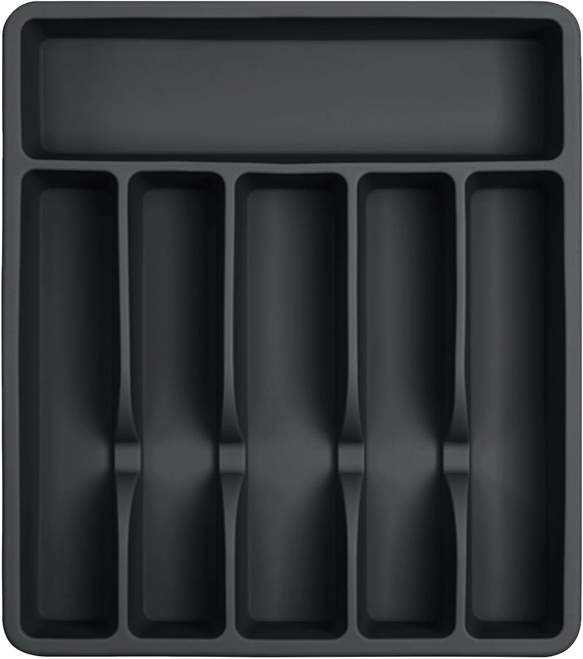 Silicone Silverware Drawer Organizer – Non-Slip Utensil Holder for Kitchen Drawers | Cutlery Tray for Forks, Knives, Spoons & More | Durable, BPA-Free, Easy to Clean – Black
