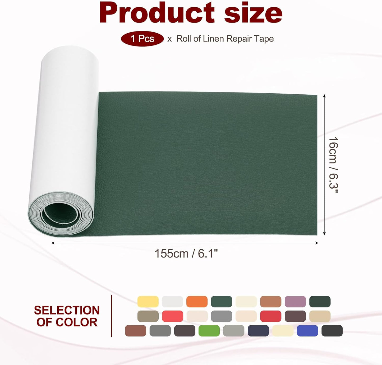 PATIKIL Leather Patches Tape for Furniture, 6.3 x 61 Inch Self Adhesive Vinyl Leather Repair Kit Cover Sheet for Couch, Sofa, Car Seats, Office Chair, Emerald Green