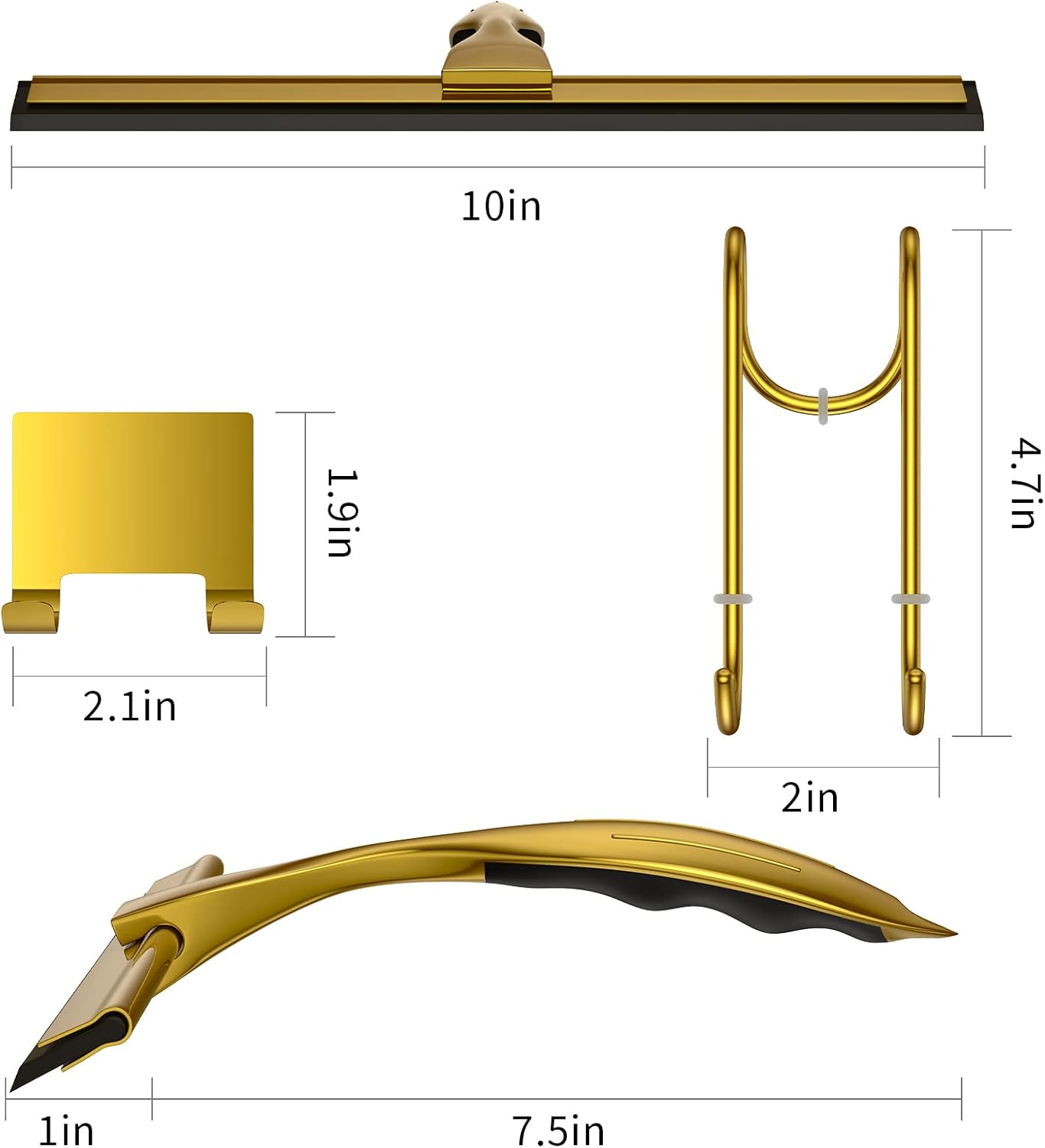 Shower Squeegee for Glass Door 12-Inch Stainless Steel Bathroom Squeegee Window Wiper, with Shower Door Hook, Adhesive Hook, and Spare Silicone Blade for Window Mirror Car All-Purpose Squeegee