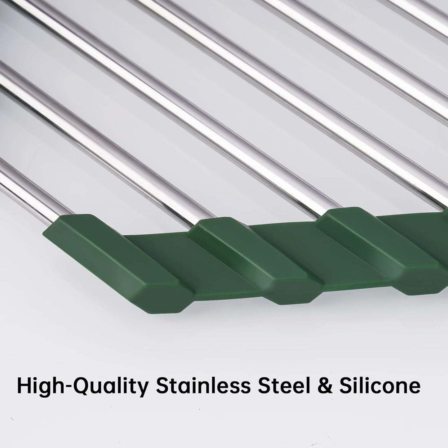 Tomorotec Triangle Roll-Up Dish Drying Rack for Sink Corner Small Foldable Stainless Steel Over The Sink Multipurpose Kitchen Drainer Caddy Organizer Storage Shelf Holder (Olive Green)