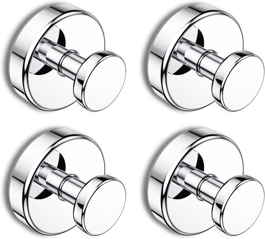 Suction Cup Hooks for Shower, Removable Towel Hooks for Bathroom Window Glass Door Wall, Bath Robe Looafh Hook for Hanging - 4 Pack, Chrome
