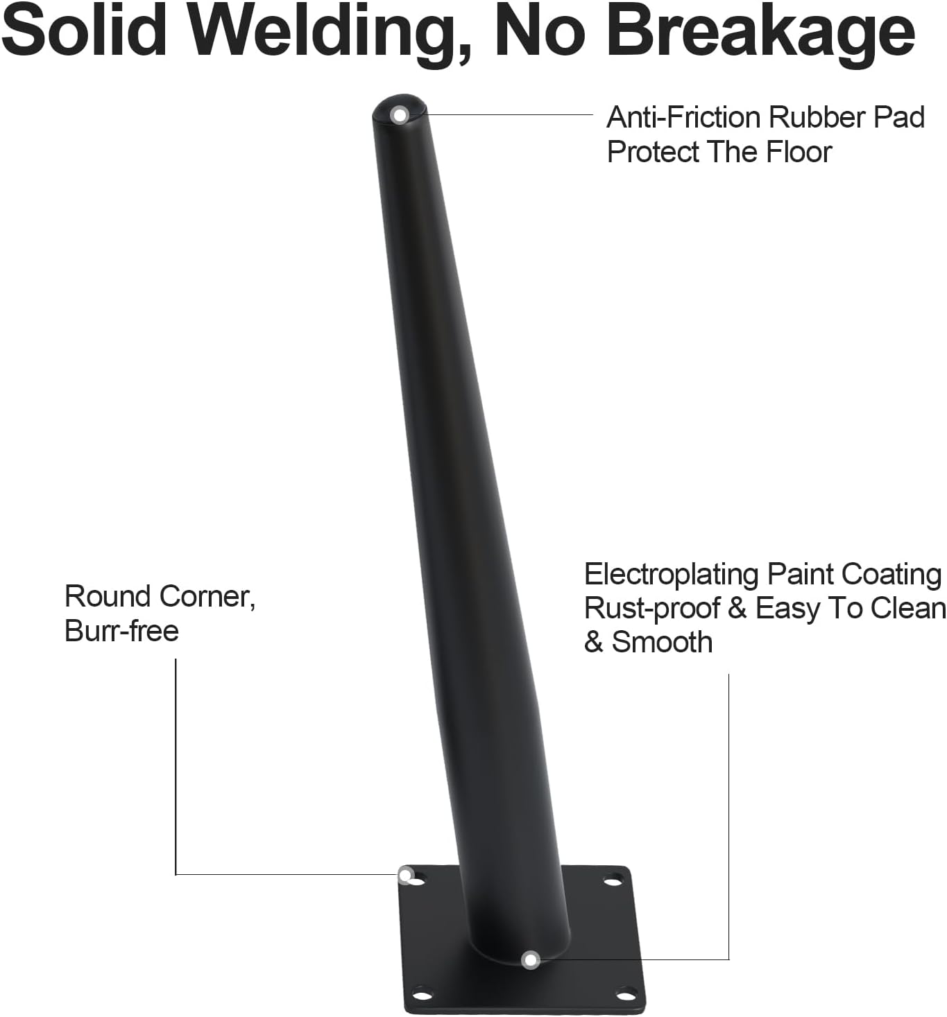 8PCS 16 Inch Matte Black Tapered Angled Legs for Furniture, Metal Mid Century Mordern Feet, Heavy Duty Slanted Stand Legs Kit for Couch, Coffee Table, Desk, Dresser, Sofa, Chair