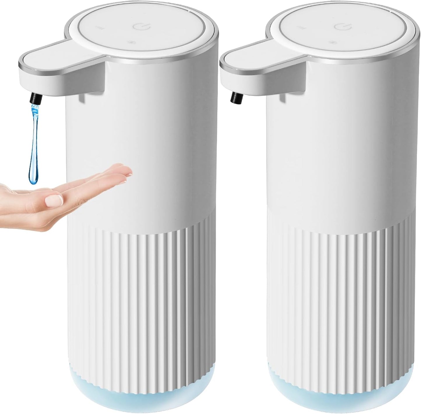 Automatic Soap Dispenser, 2 Pack White Touchless Liquid Soap Dispenser for Bathroom, 13.5 Fl Oz Plastic Electric Auto Dish Soap Dispensers Wall Mount for Kithcen with Adjustable Volume