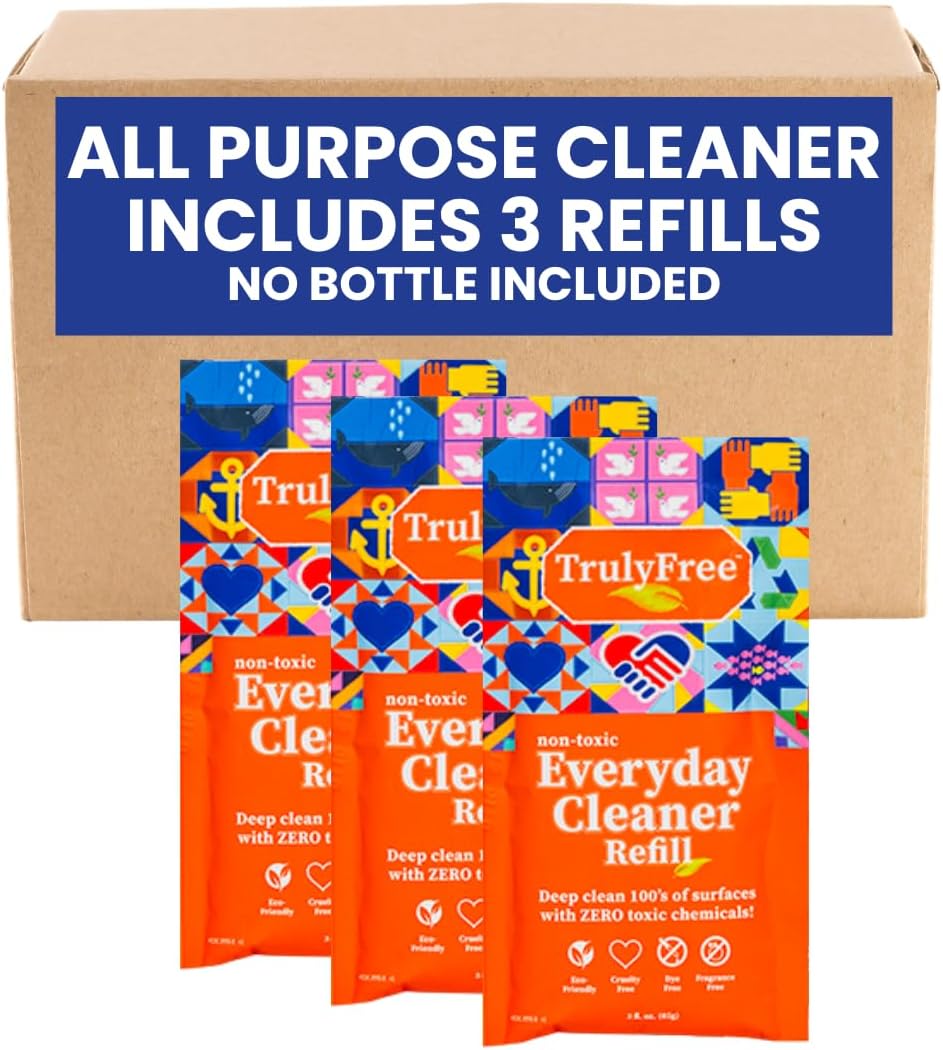 Truly Free Everyday Cleaner - Multipurpose Cleaner Spray, Kitchen Counter Cleaner, Natural Cleaning Products, Multi-Surface Household Solution - Pack of 3