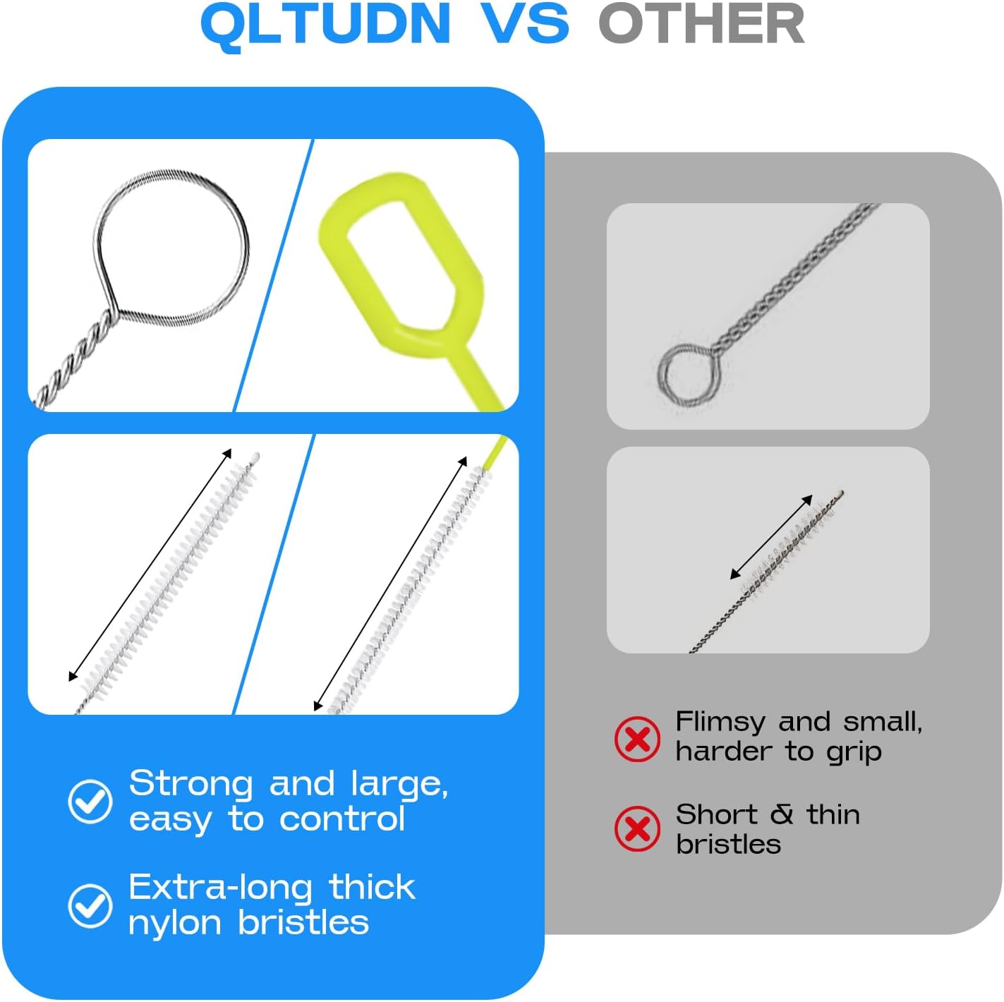 8-Piece Straw Cleaner Brush Set for Cleaning Straws - (4-Size) Extra Long Nylon Pipe Cleaners, Reusable Straw Cleaning Brush for Stanley Tumbler, Sippy Cup, Baby Bottle and Tubes (Type B)