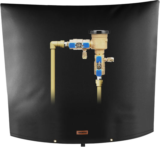 Backflow Preventer Pipe Insulation Cover (5°F) - Irrigation Sprinkler Valve Insulated Pouch - Water Well Pump Cover - Sturdy 5 Layers for Winter Freeze Protection, 40" W x 40" H, Black